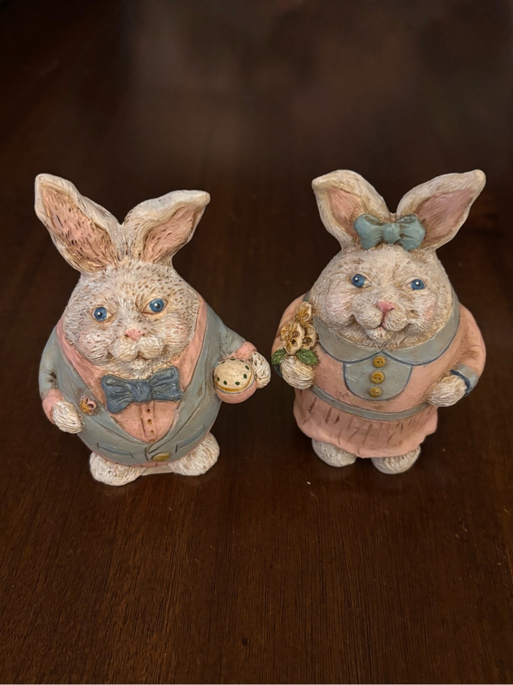 Decorative Pastel Bunny Salt & Pepper Shakers Pink & Blue Home Accent